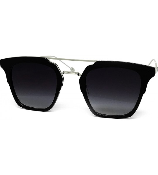 Oversized 7122-1 Premium Retro Tint Fashion Flat Top Aviator Sunglasses - Black - CE18Q6LEH0Z $31.11