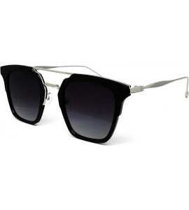 Oversized 7122-1 Premium Retro Tint Fashion Flat Top Aviator Sunglasses - Black - CE18Q6LEH0Z $31.11