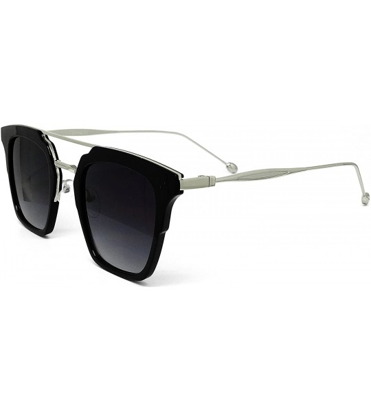 Oversized 7122-1 Premium Retro Tint Fashion Flat Top Aviator Sunglasses - Black - CE18Q6LEH0Z $31.11