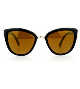 Cat Eye Oversize Metal Brow Trim Cat Eye Sunglasses - Black Gold - C012C4VMPZR $23.65