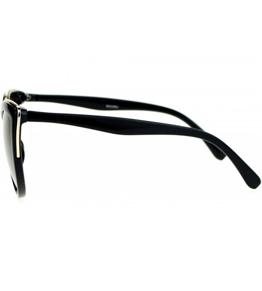 Cat Eye Oversize Metal Brow Trim Cat Eye Sunglasses - Black Gold - C012C4VMPZR $23.65