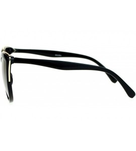 Cat Eye Oversize Metal Brow Trim Cat Eye Sunglasses - Black Gold - C012C4VMPZR $23.65