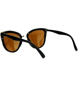 Cat Eye Oversize Metal Brow Trim Cat Eye Sunglasses - Black Gold - C012C4VMPZR $23.65