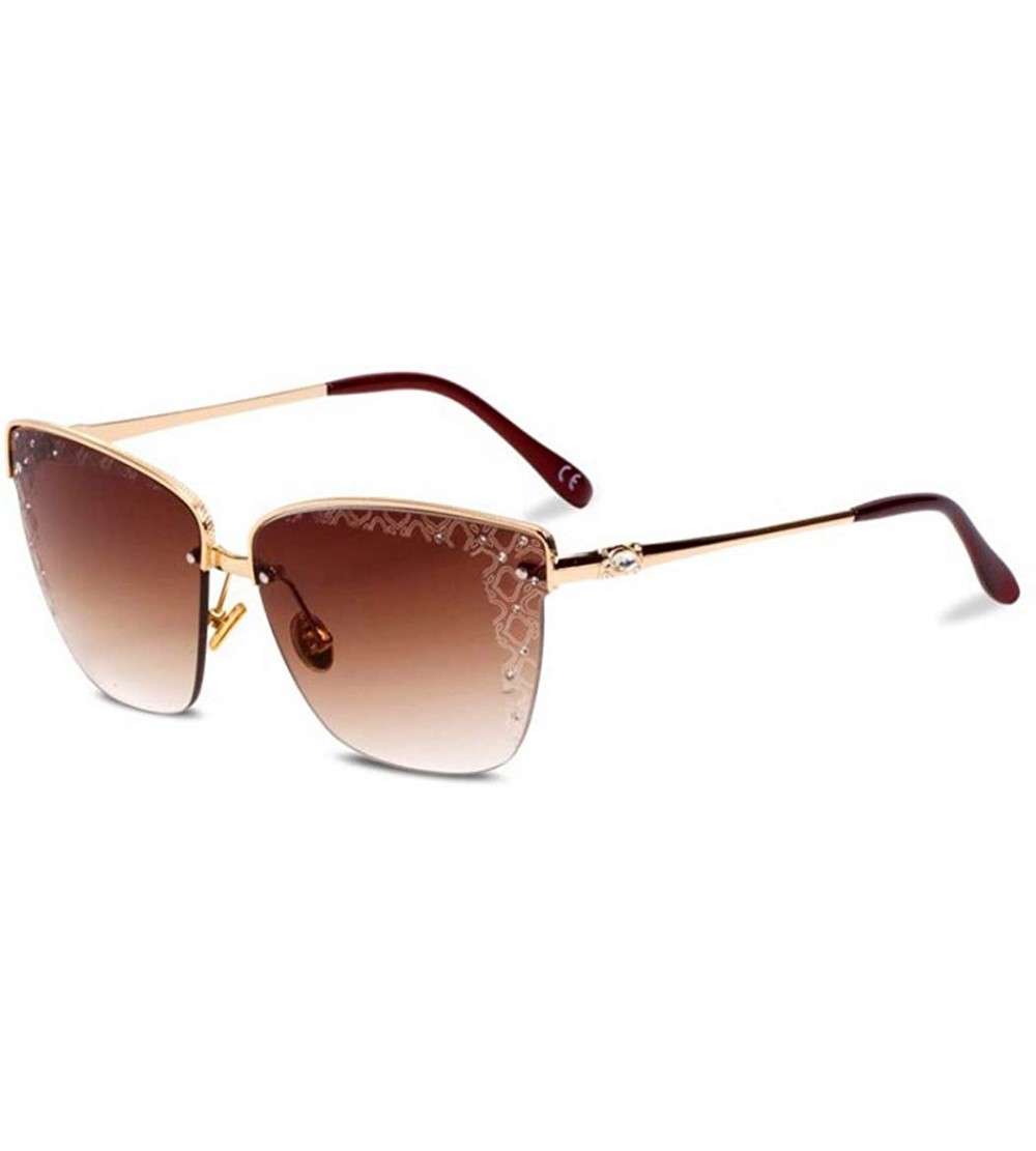 Aviator Half frame sunglasses female 2019 new sunglasses - ladies carved frameless sunglasses - G - CI18SMTU933 $71.48