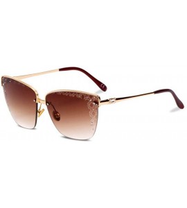 Aviator Half frame sunglasses female 2019 new sunglasses - ladies carved frameless sunglasses - G - CI18SMTU933 $71.48