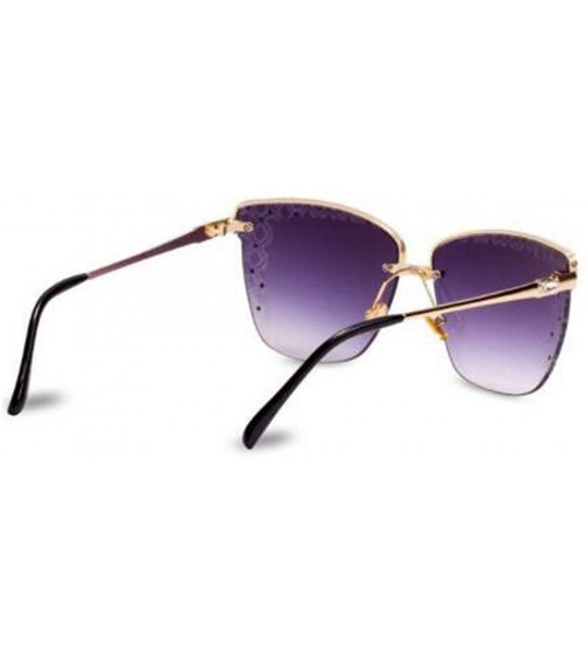 Aviator Half frame sunglasses female 2019 new sunglasses - ladies carved frameless sunglasses - G - CI18SMTU933 $71.48