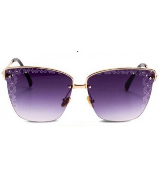 Aviator Half frame sunglasses female 2019 new sunglasses - ladies carved frameless sunglasses - G - CI18SMTU933 $71.48