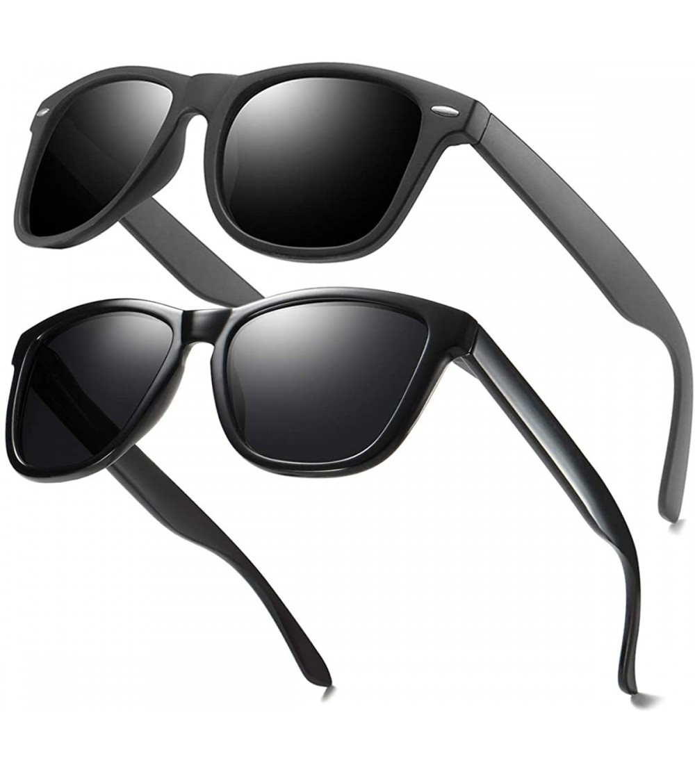 Square Polarized Sunglasses For Women Men Gradient Colors Designer UV Protection - Black&gray/Black&gray - CO19D6CGYHO $28.41