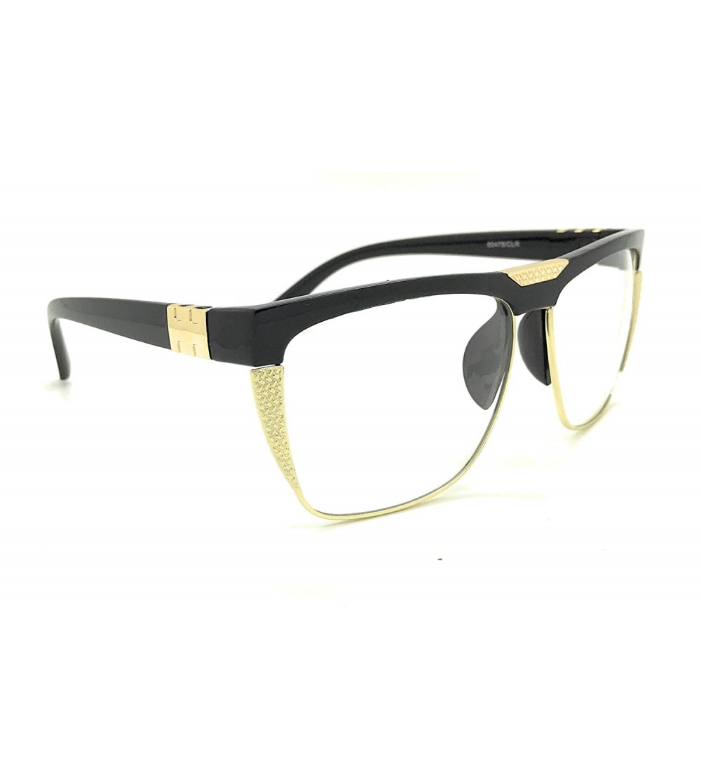 Aviator Hip Retro Clear Lens Sun Glasses Oversized Square Fashion Eyeglasses - Black - C217YWYXA8I $19.38
