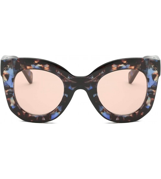 Oversized Women Fashion Round Cat Eye Oversized Designer Sunglasses - Peach - CX18I7T4ZR8 $18.58