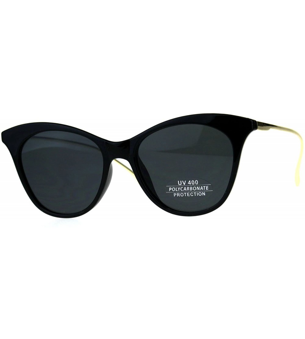 Cat Eye Womens Mod Chic Oversize Cat Eye Metal Arm Luxury Sunglasses - All Black - CC180Q9OT2R $23.76