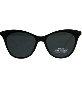 Cat Eye Womens Mod Chic Oversize Cat Eye Metal Arm Luxury Sunglasses - All Black - CC180Q9OT2R $23.76