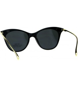 Cat Eye Womens Mod Chic Oversize Cat Eye Metal Arm Luxury Sunglasses - All Black - CC180Q9OT2R $23.76