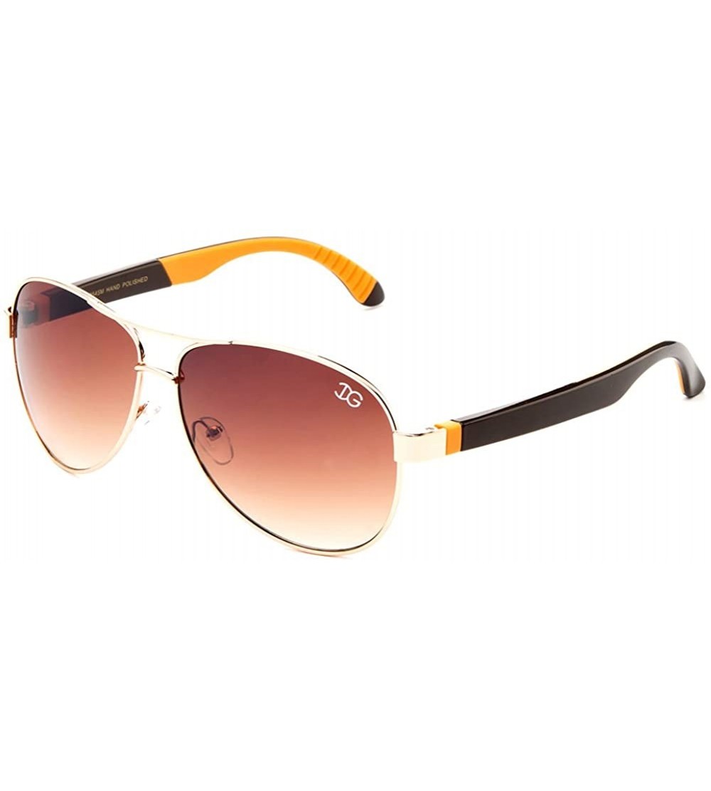 Aviator "Vibrance" Aviator Style Two Tone Aluminum Finish Sunglasses - Gold/Orange - CN12C9SHFJB $19.01