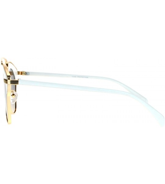 Wayfarer Metal Outline Double Bridge Retro Vintage Half Rim Sunglasses - Gold White - CT12G7GVQCD $22.79