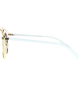 Wayfarer Metal Outline Double Bridge Retro Vintage Half Rim Sunglasses - Gold White - CT12G7GVQCD $22.79