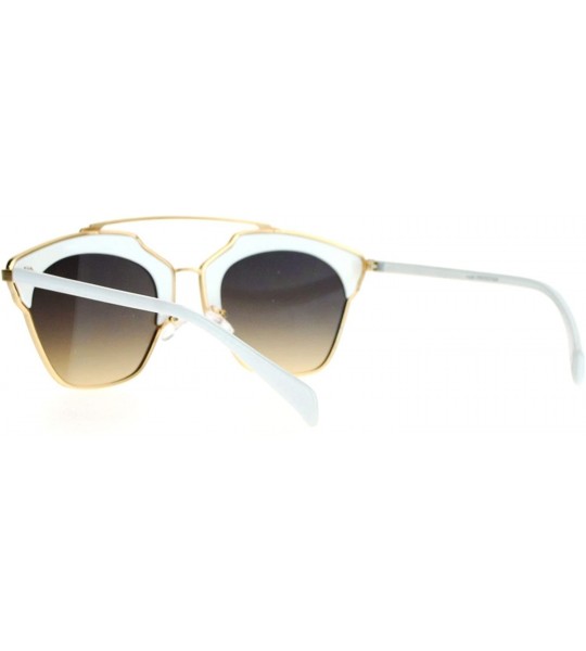 Wayfarer Metal Outline Double Bridge Retro Vintage Half Rim Sunglasses - Gold White - CT12G7GVQCD $22.79