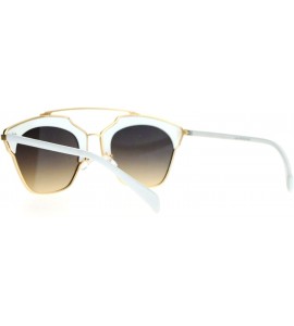 Wayfarer Metal Outline Double Bridge Retro Vintage Half Rim Sunglasses - Gold White - CT12G7GVQCD $22.79