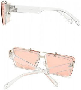 Square Blocking Eyeglasses Double Sunglasses Eyewear - Pink - CS18XTTK9OM $25.75