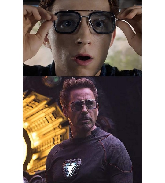 Aviator Tony Stark Sunglasses - Vintage Square Metal Frame Sunglasses for Men Women Classic Downey IRON MAN TONY Stark 3 - CR...