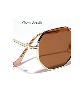 Goggle Fashion Trend Small Frame Polygon Sunglasses Brand Designer Vintage Lady Glasses - Brown - CQ18TAT2TH7 $22.66