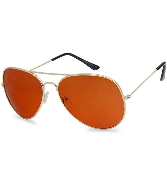 Round 80's Retro Round XL Blue Blocking Aviator Bomber Sunglasses - Gold (Aviator) - CE18UGNARCI $19.70