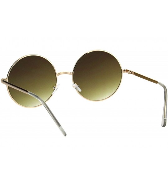 Round Round Circle Lens Hippie Metal Rim Gradient Sunglasses - Gold Brown - CO18H6R3W6R $18.88