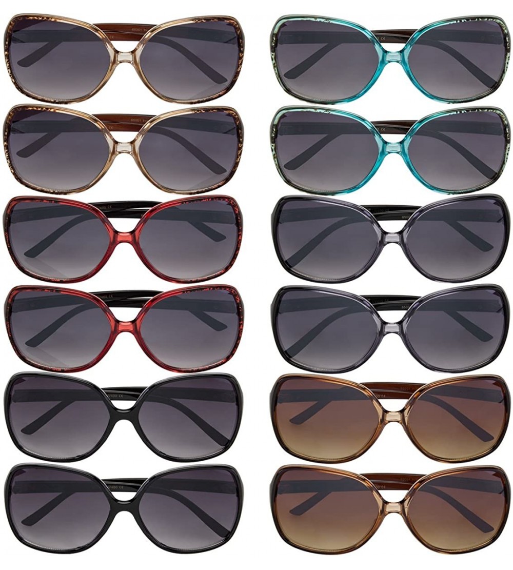 Sport 12 Pairs Trendy Sunoptics Women's Plastic Sunglasses 100% UVA UVB - CK182ST49EN $43.88