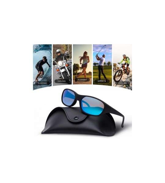 Sport Unisex Polarized Sports Rectangle UV400 Sunglasses For Cycling and Running - CB196HL3TOG $18.73