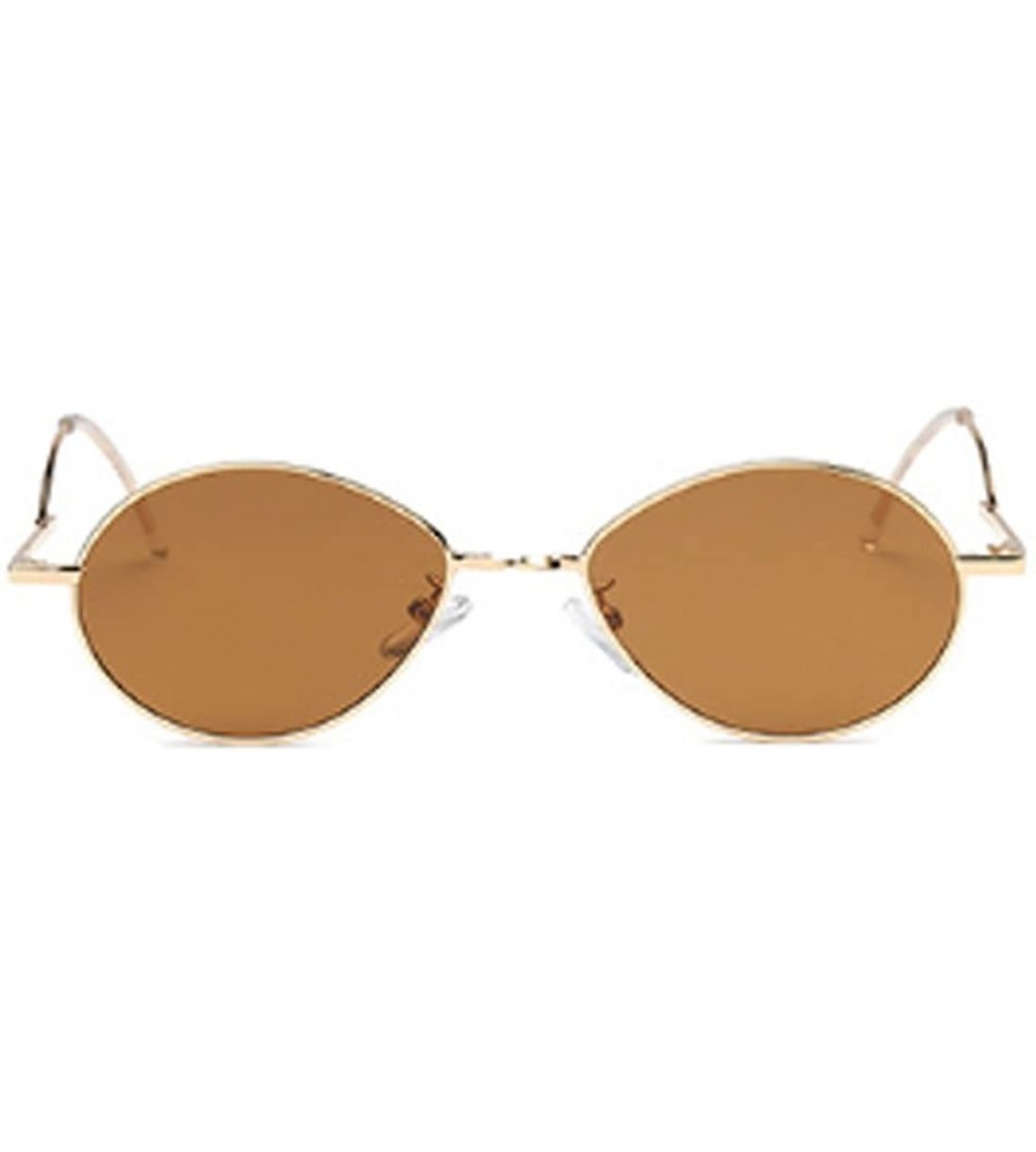 Oval Fashion Sunglasses Vintage Oval Marine Lens Female Men Sunglasses - Brown - CK18EGXAZ2X $18.26