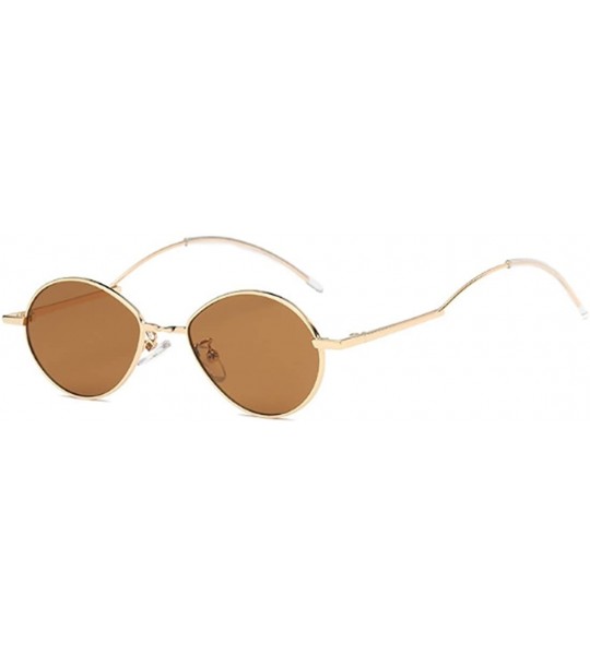 Oval Fashion Sunglasses Vintage Oval Marine Lens Female Men Sunglasses - Brown - CK18EGXAZ2X $18.26