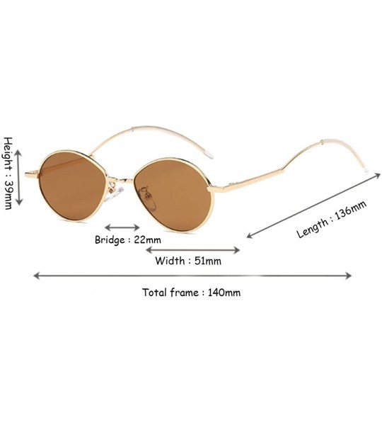 Oval Fashion Sunglasses Vintage Oval Marine Lens Female Men Sunglasses - Brown - CK18EGXAZ2X $18.26