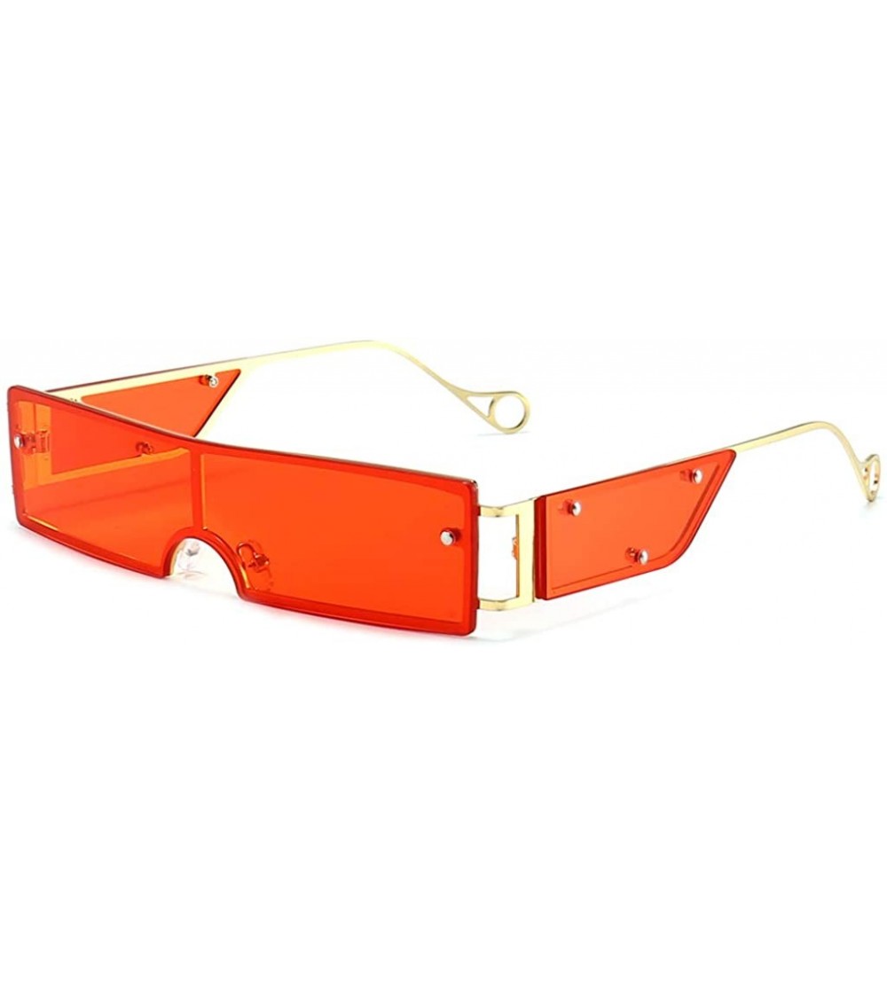 Rectangular Rectangular Sunglasses with Side Shields Party One Piece Vintage Sun Glasses Metal - Gold With Red - CU1999IE0MZ ...
