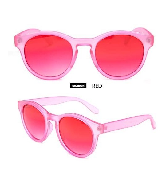 Round Multi-typle Fashion Sunglasses for Women Plastic Frame Mirrored Lens - Retro Vintage Cateye - P Red - C618H0ZZ2HO $18.47