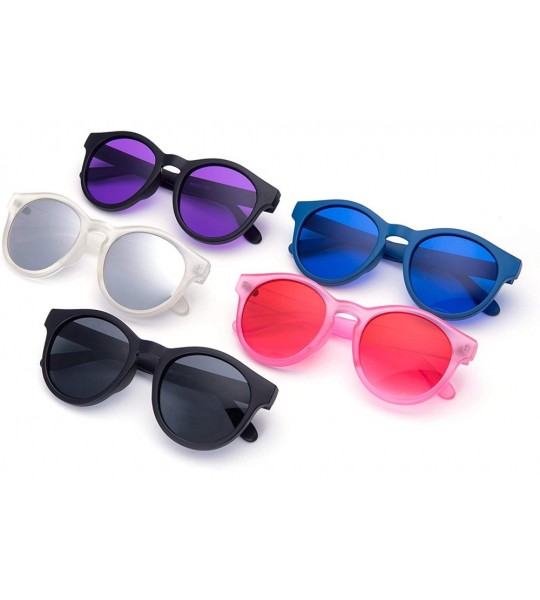 Round Multi-typle Fashion Sunglasses for Women Plastic Frame Mirrored Lens - Retro Vintage Cateye - P Red - C618H0ZZ2HO $18.47