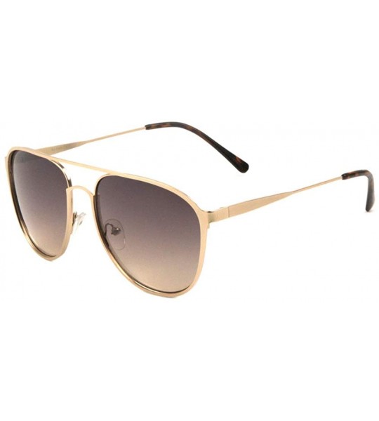 Aviator Frontal Flat Frame Modern Rounded Square Aviator Sunglasses - Brown Gold - C3190KGQQ6R $25.75