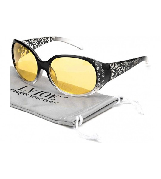 Cat Eye Night-Vision Driving Glasses Wrap Around Anti Glare with Polarized Yellow Lens for Women - CR18ZEC0SX4 $37.83