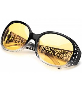 Cat Eye Night-Vision Driving Glasses Wrap Around Anti Glare with Polarized Yellow Lens for Women - CR18ZEC0SX4 $37.83