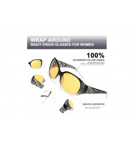 Cat Eye Night-Vision Driving Glasses Wrap Around Anti Glare with Polarized Yellow Lens for Women - CR18ZEC0SX4 $37.83