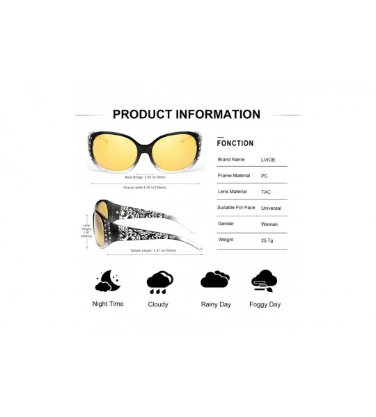 Cat Eye Night-Vision Driving Glasses Wrap Around Anti Glare with Polarized Yellow Lens for Women - CR18ZEC0SX4 $37.83