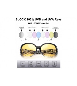 Cat Eye Night-Vision Driving Glasses Wrap Around Anti Glare with Polarized Yellow Lens for Women - CR18ZEC0SX4 $37.83