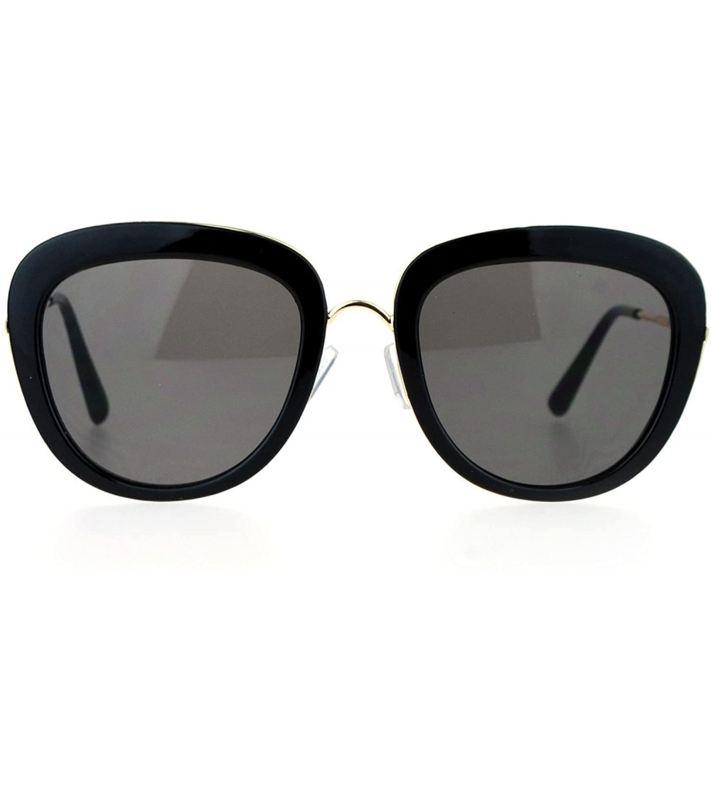 Butterfly Womens Metal Core Brow Trim Butterfly Sunglasses - Black Gold Black - CM12FLPHQ4X $23.54