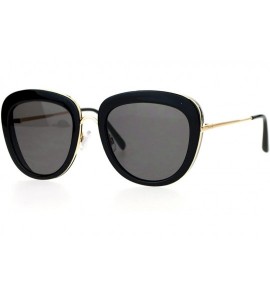 Butterfly Womens Metal Core Brow Trim Butterfly Sunglasses - Black Gold Black - CM12FLPHQ4X $23.54