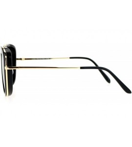 Butterfly Womens Metal Core Brow Trim Butterfly Sunglasses - Black Gold Black - CM12FLPHQ4X $23.54