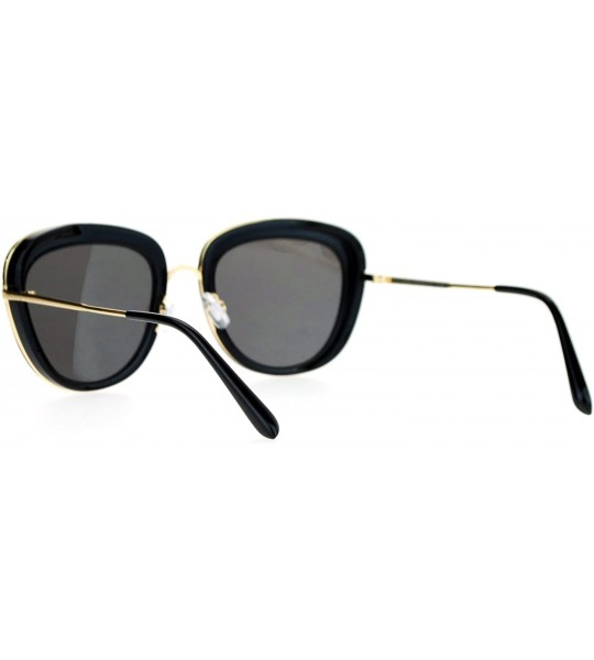 Butterfly Womens Metal Core Brow Trim Butterfly Sunglasses - Black Gold Black - CM12FLPHQ4X $23.54