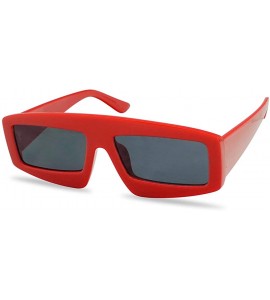 Oversized Futuristic Chunky Rectangular Sleek Sunglasses Retro Unisex Style Assorted Color Glasses - Red Frame - Black - CZ18...