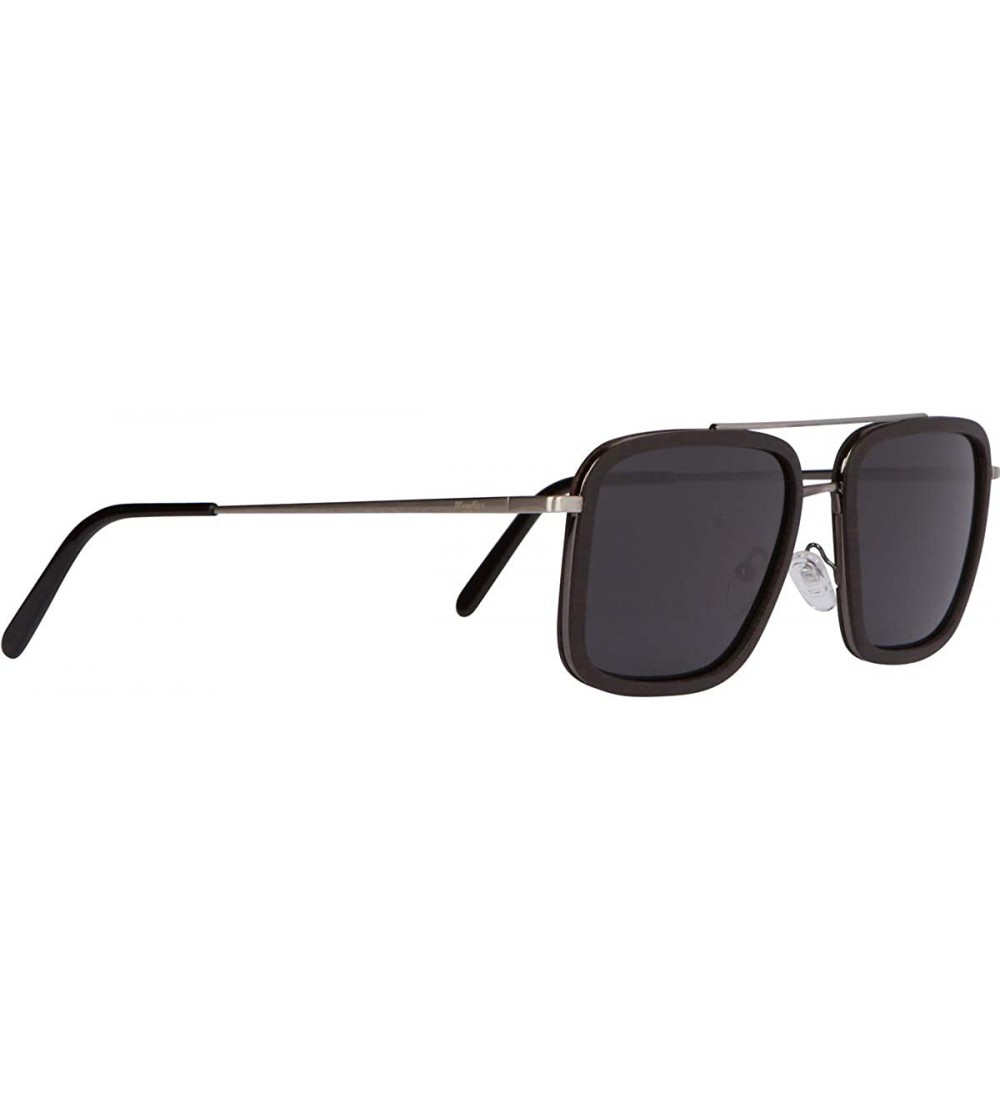 Wayfarer Brushed Gun Metal Wood Sunglasses with Ebony Rings - C619486OQES $74.81