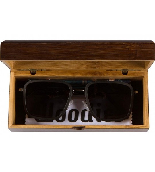 Wayfarer Brushed Gun Metal Wood Sunglasses with Ebony Rings - C619486OQES $74.81