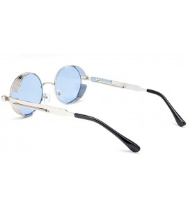 Round Vintage Steampunk Retro Metal Round Circle Frame Sunglasses Gothic Sun Glasses for Women Men - CG196D27QRH $21.01