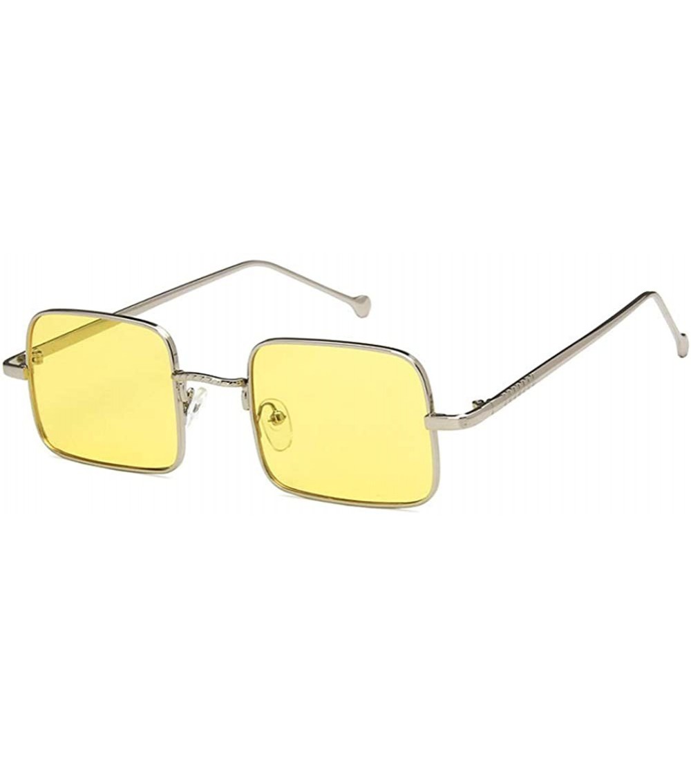 Rectangular Unisex Sunglasses Fashion Silver Pink Drive Holiday Rectangle Non-Polarized UV400 - Silver Yellow - CX18RH3AW6Q $...